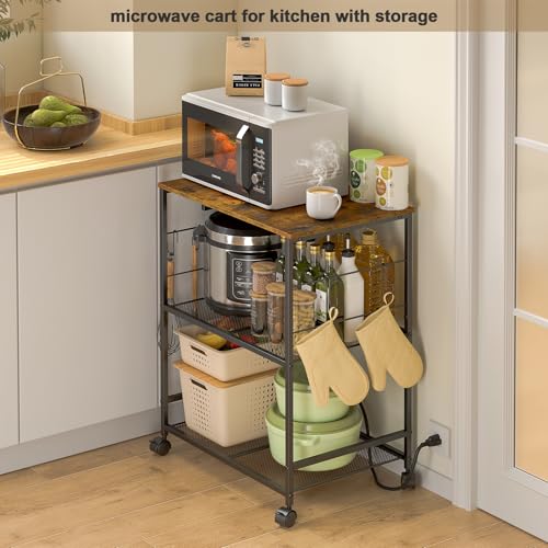 3 Tier Rolling Kitchen Cart with Lockable Wheels W91162