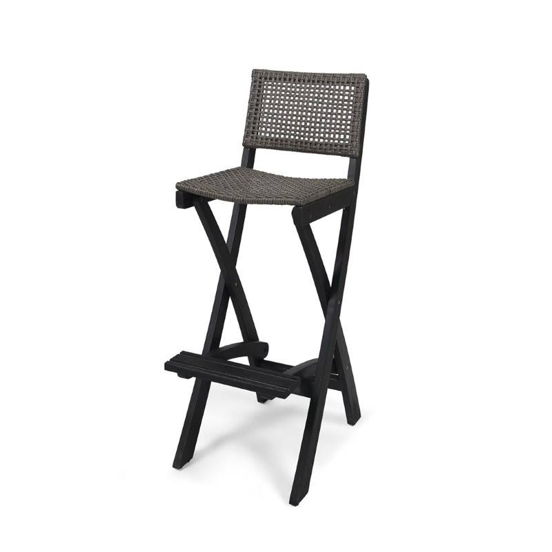 Dark Gray Acacia Wood Outdoor Barstool Set of 2 V7952