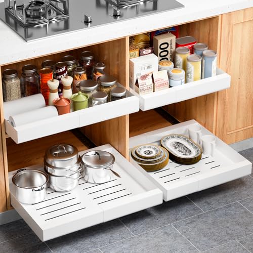 Black 19.7" W x 17.1" D x 2.4" H Pull Out Cabinet Organizer B84959
