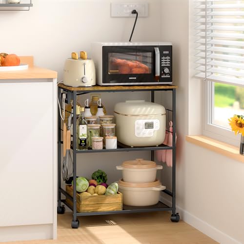 3 Tier Rolling Kitchen Cart with Lockable Wheels W91162