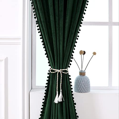 Black Velvet Blackout Curtains 52x96 inch 2 Panels A780