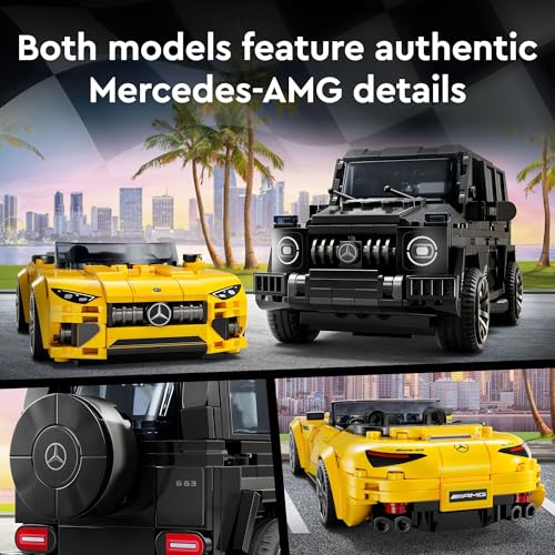 LEGO Speed Champions Mercedes-AMG G 63 & Mercedes-AMG SL 63 F1 Toy Car, 2 Building Sets with 2 Driver Minifigures S850
