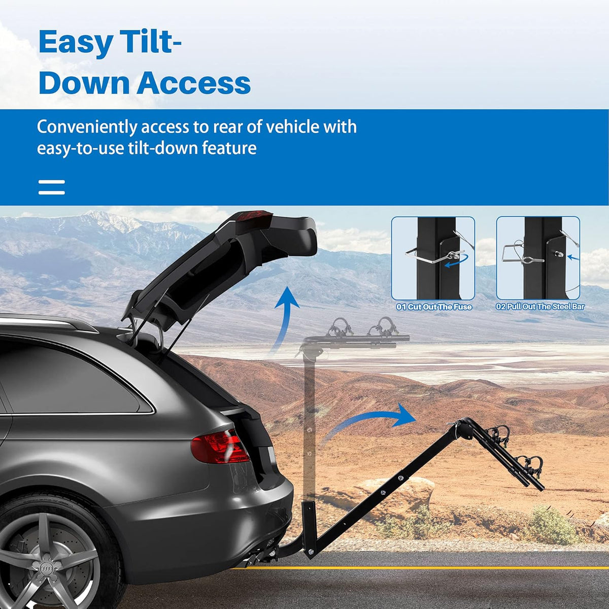 2 Bike Heavy Duty Rear Hitch Mount Bike Rack with Tie Down Strap Z92831
