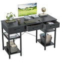 Black 47 Inch Computer Desk with 3 Drawers and Storage Shelves L237528