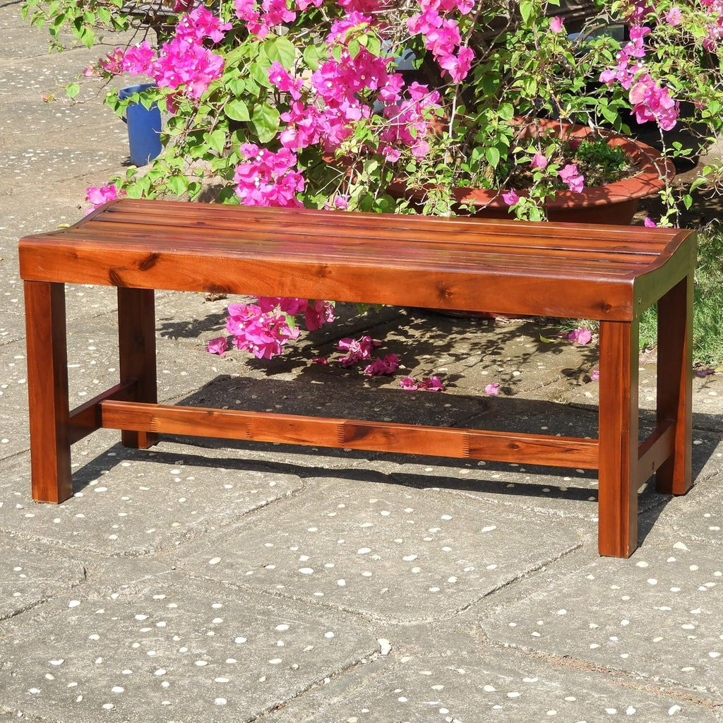 Acacia 55-inch Backless Bench with Contoured Seat L37038
