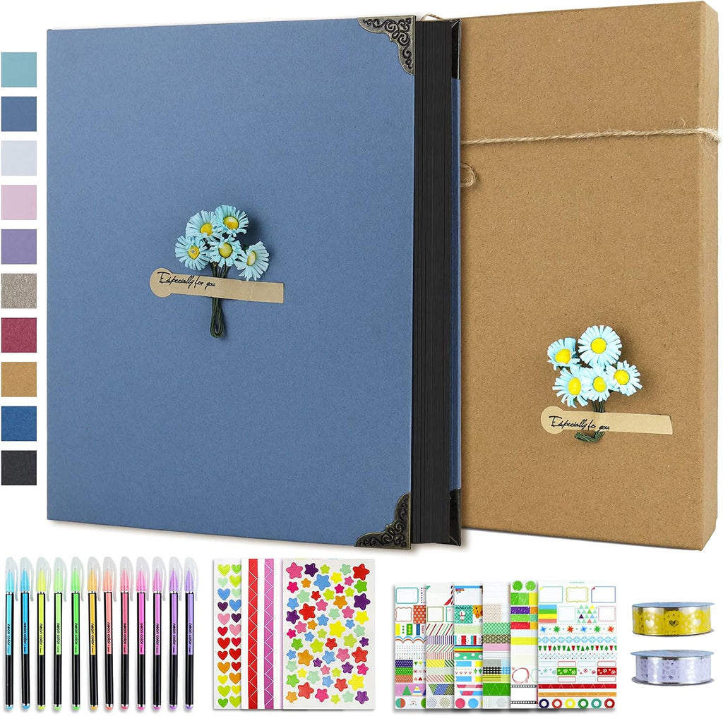 60 Pages Hardcover 8.5x11 Inches 3 Rings Removable Black Paper Scrapbook Photo Album Kit I852