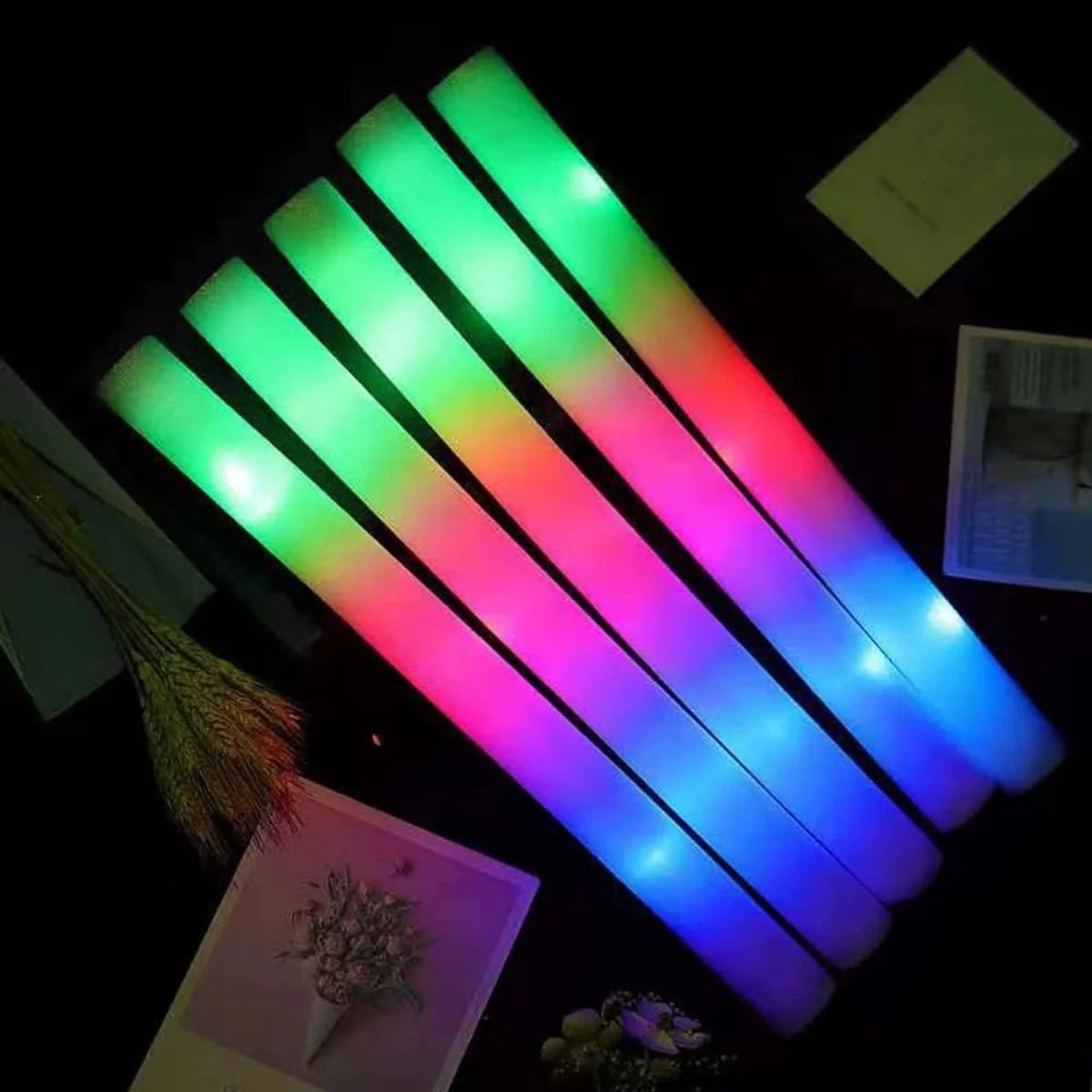 100 PCS LED Light up Foam Sticks 18 inch Glow Stick U24760