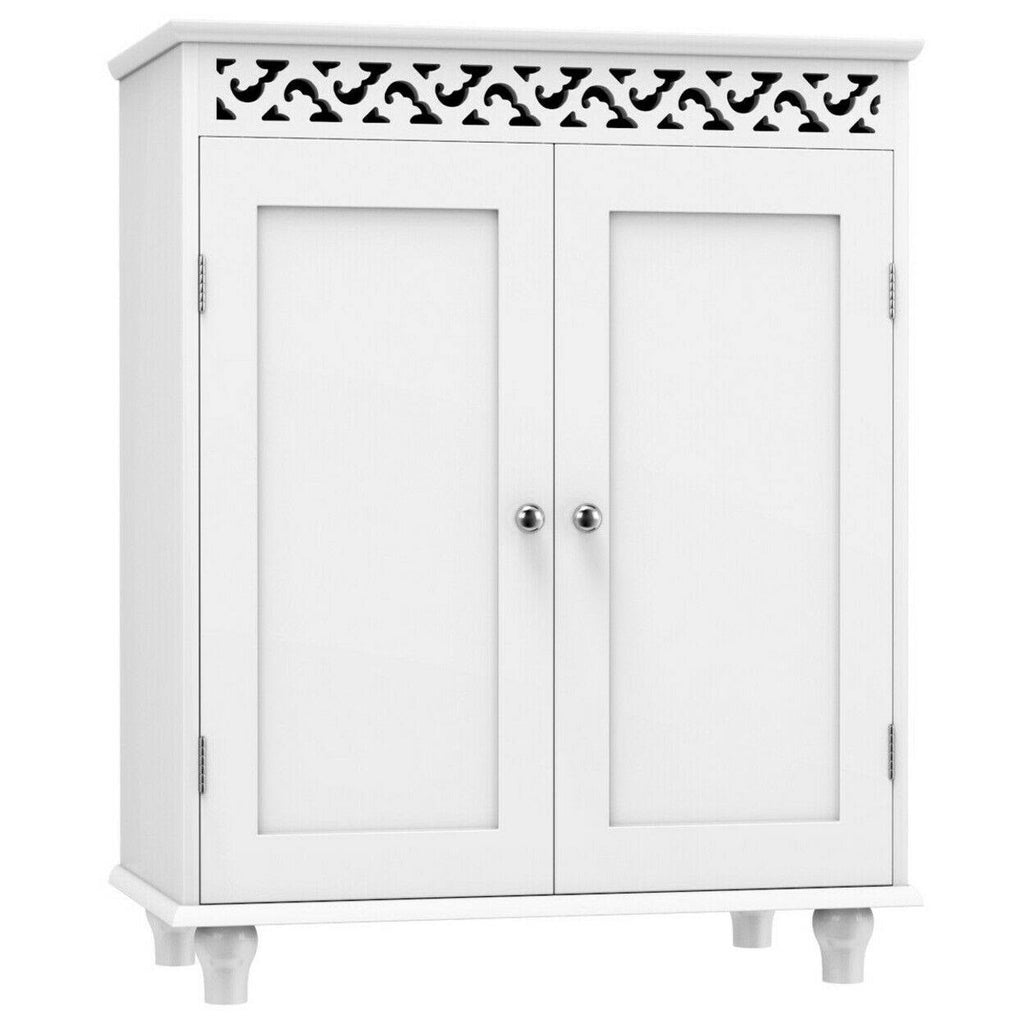 White Wooden 2 Door Bathroom Cabinet with 2 Shelves Y42822
