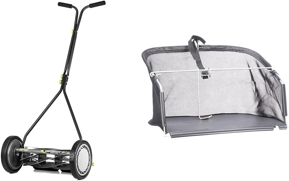 16-Inch 7-Blade Push Reel Lawn Mower and Grass Catcher Bundle O598