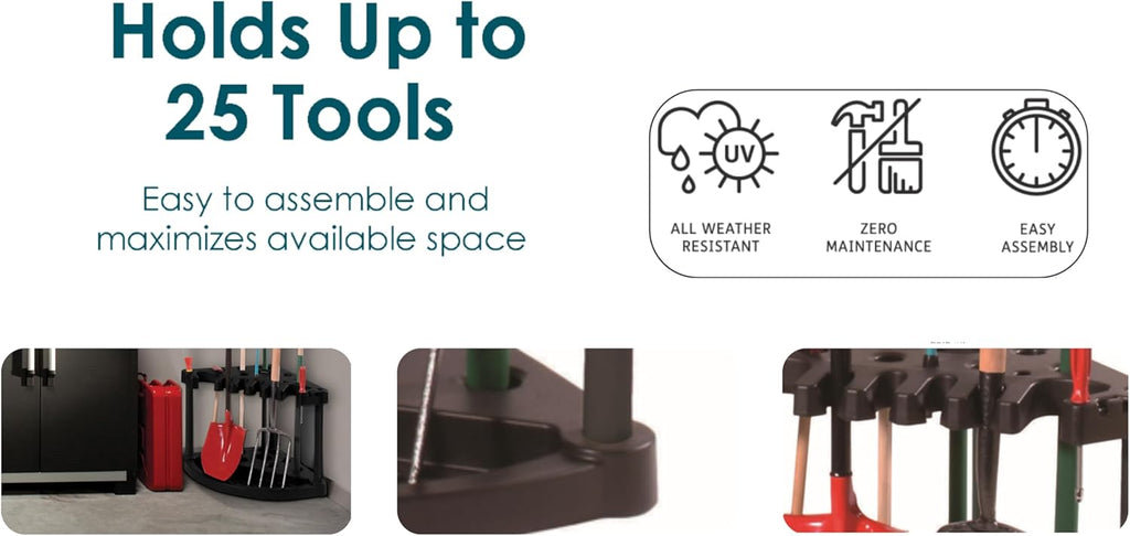 Compact Corner Tool Rack for 25 Long-Handled Garden Tools L374742