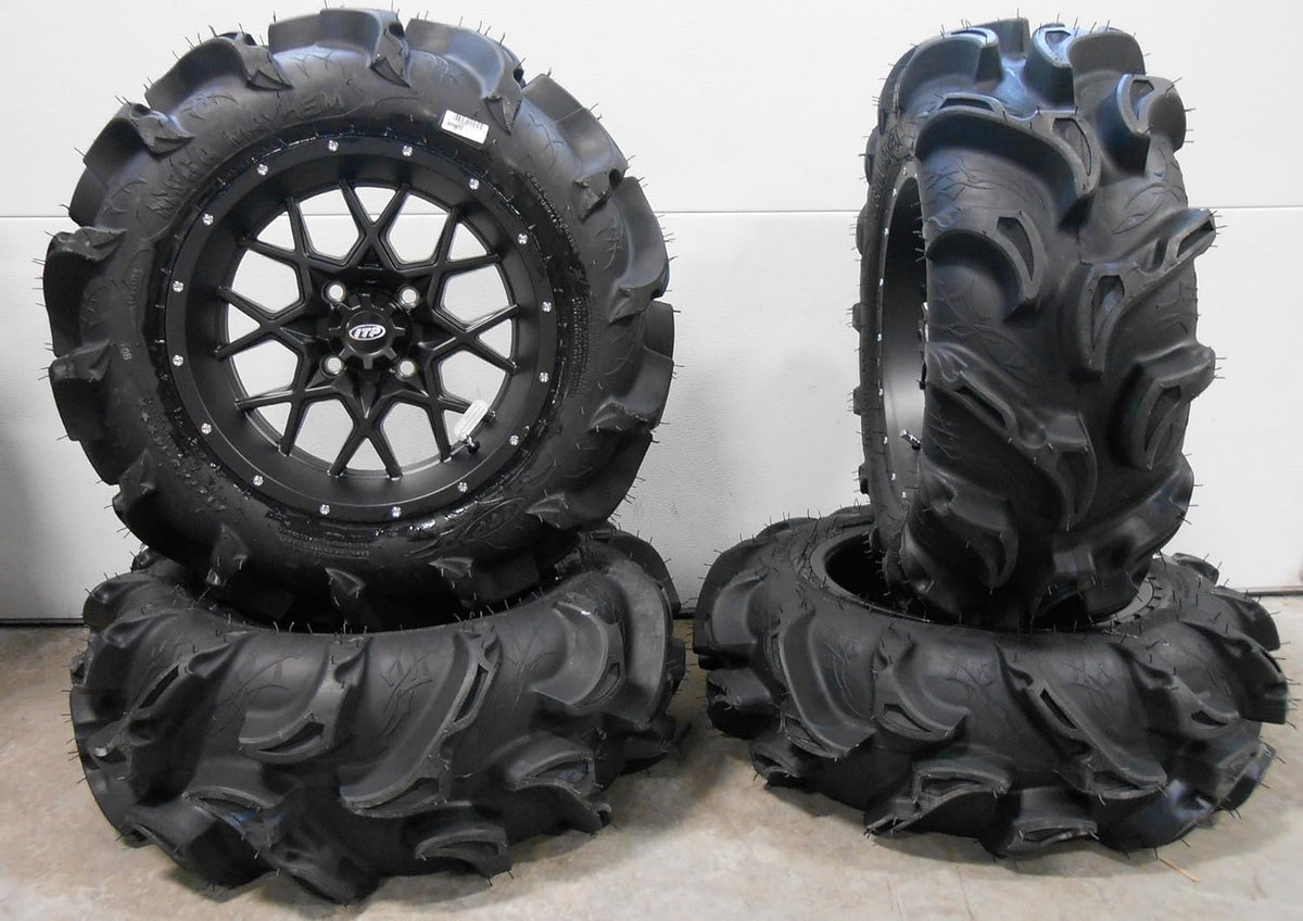 Black 14 Wheels and 27 Tires 4x110 Bolt Pattern K92566
