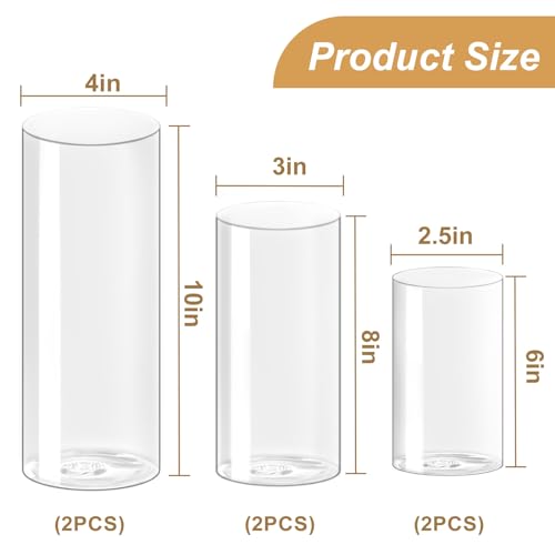 Clear Glass Cylinder Vases Set of 6 A414