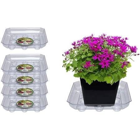 Clear Square Plant Tray Drip Pans 5-Pack H11464