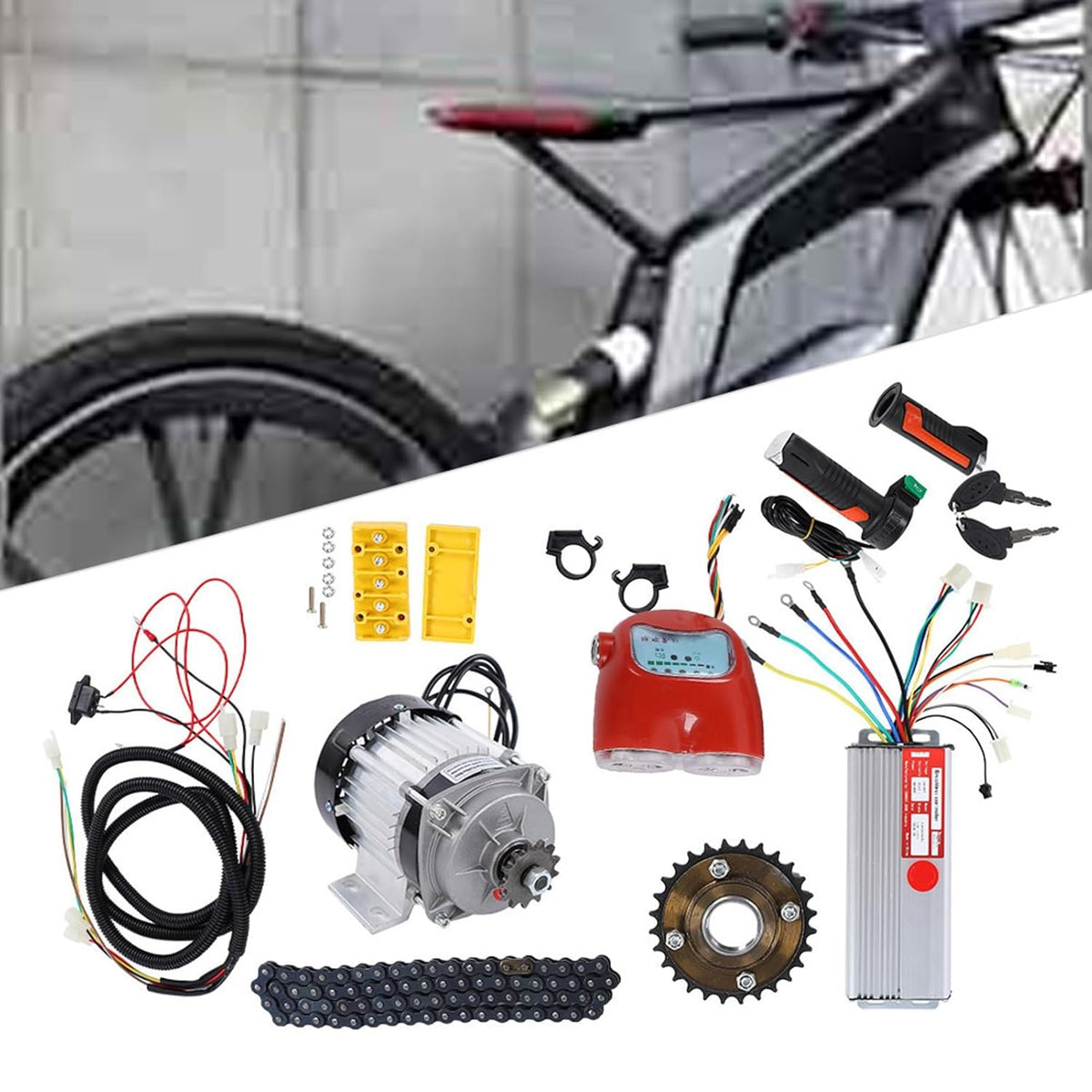 48V 800W DC Brushless Motor Kit, Aluminum Alloy Electric Bike Tricycle Scooter Conversion Kit M982656