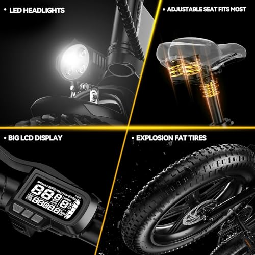 20" Fat Tire 1000W Folding Electric Bike with 48V 20.8AH Removable Battery V66092