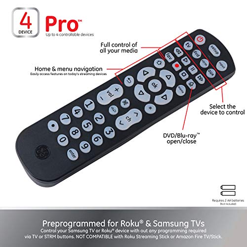 Black 4-Device Universal Remote Control K869