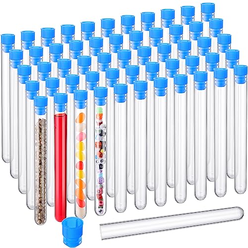 100 Pcs Clear Plastic Test Tubes with White Lids 16 x 150 mm P172