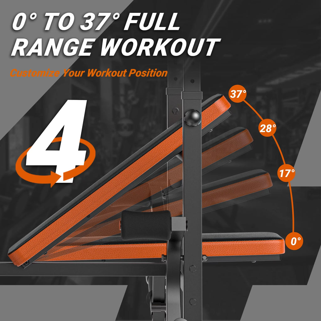 660lb 6-in-1 Adjustable Weight Bench with Barbell Rack and Leg Developer P3109