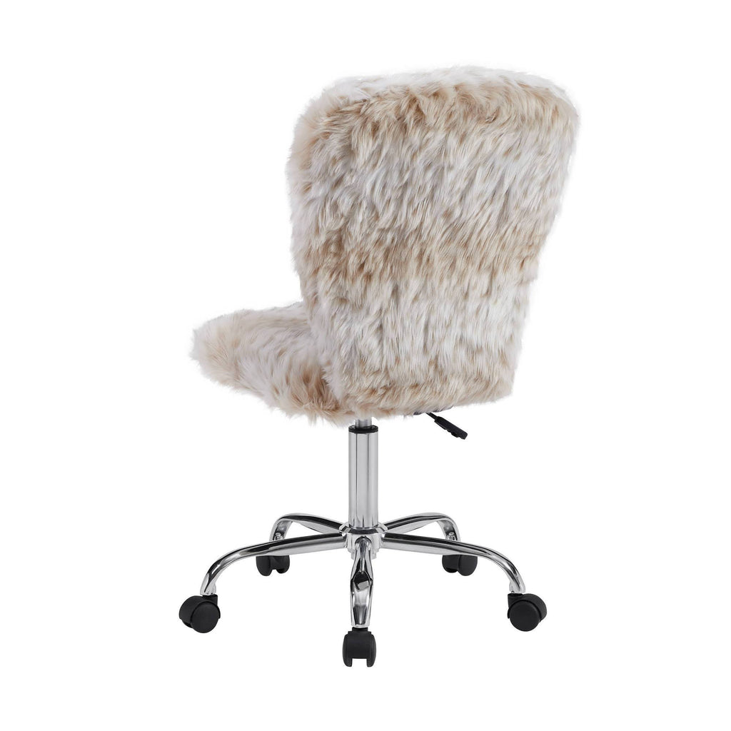 Faux Flokati Armless Office Chair Snow Leopard H36990