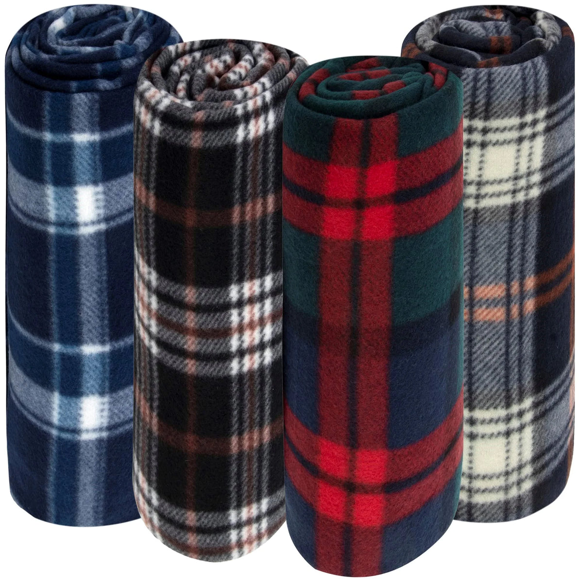 24 Pack 60”L x 50”W Plaid Fleece Throw Blankets O62649