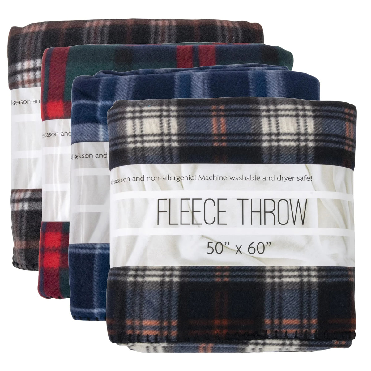 24 Pack 60”L x 50”W Plaid Fleece Throw Blankets O62649