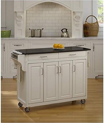 White Granite Top Kitchen Cart I383792