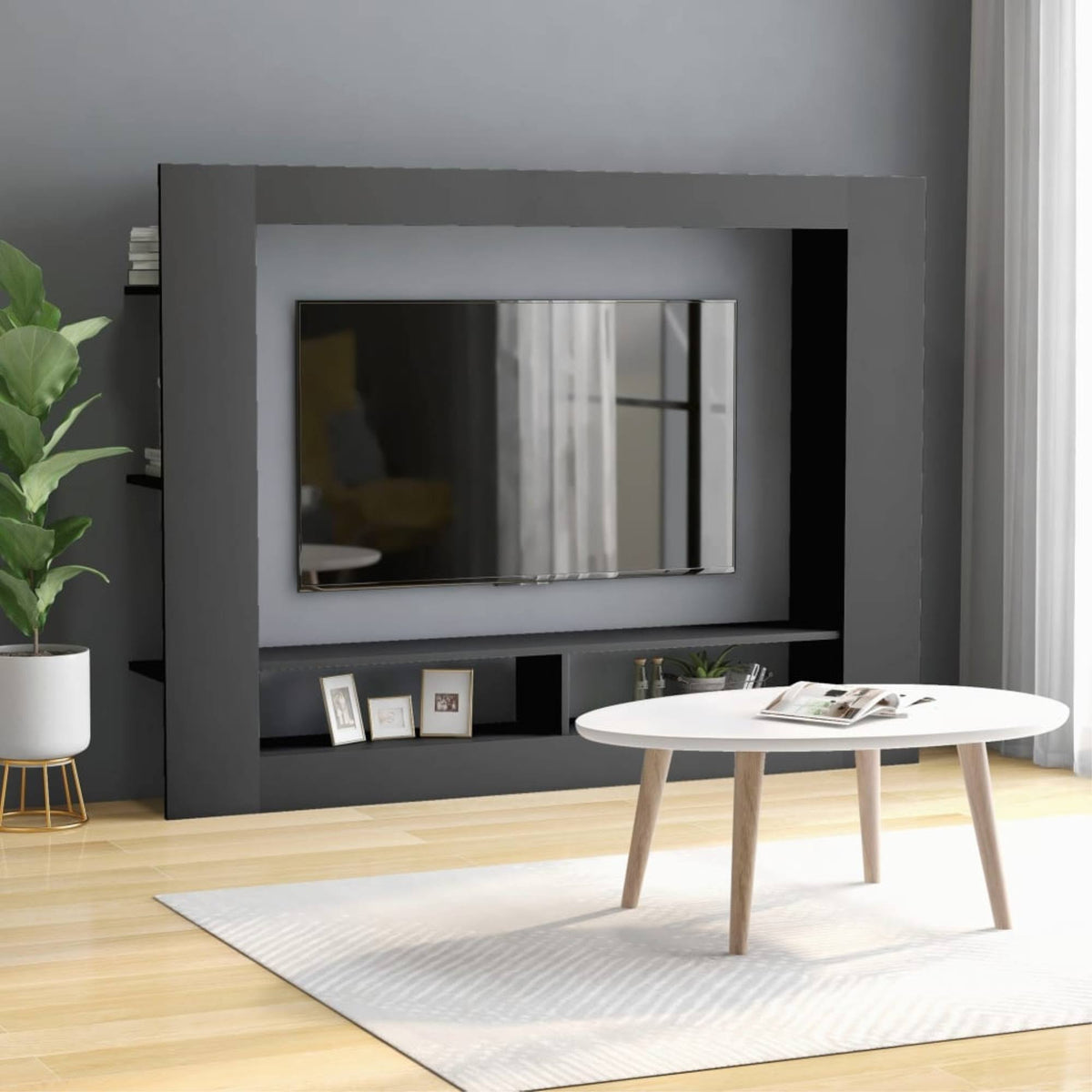 Gray TV Cabinet Chipboard Q94594