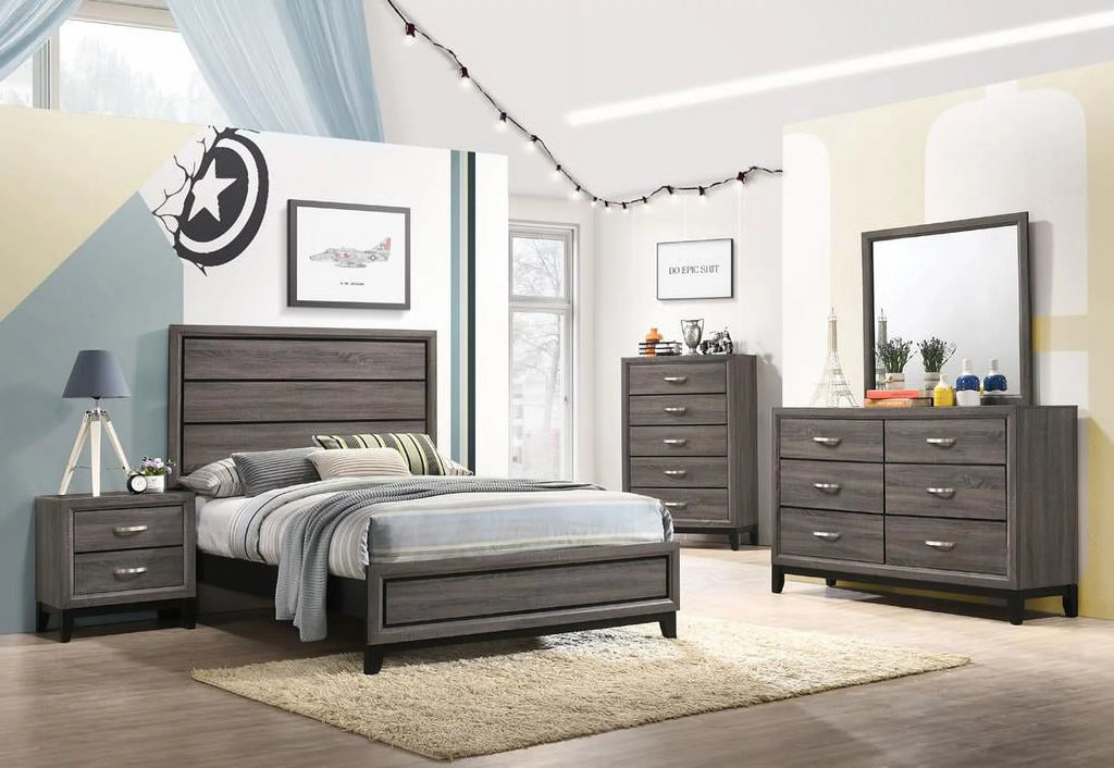 4-piece Grey Oak Bedroom Set X8717