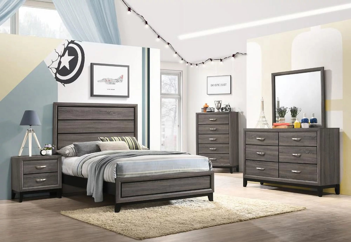 4-piece Grey Oak Bedroom Set X8717