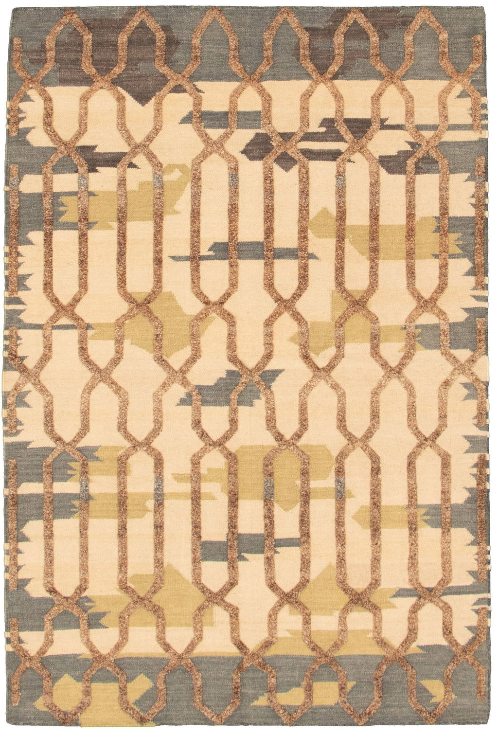 Ivory Wool Kilim Rug Q336029