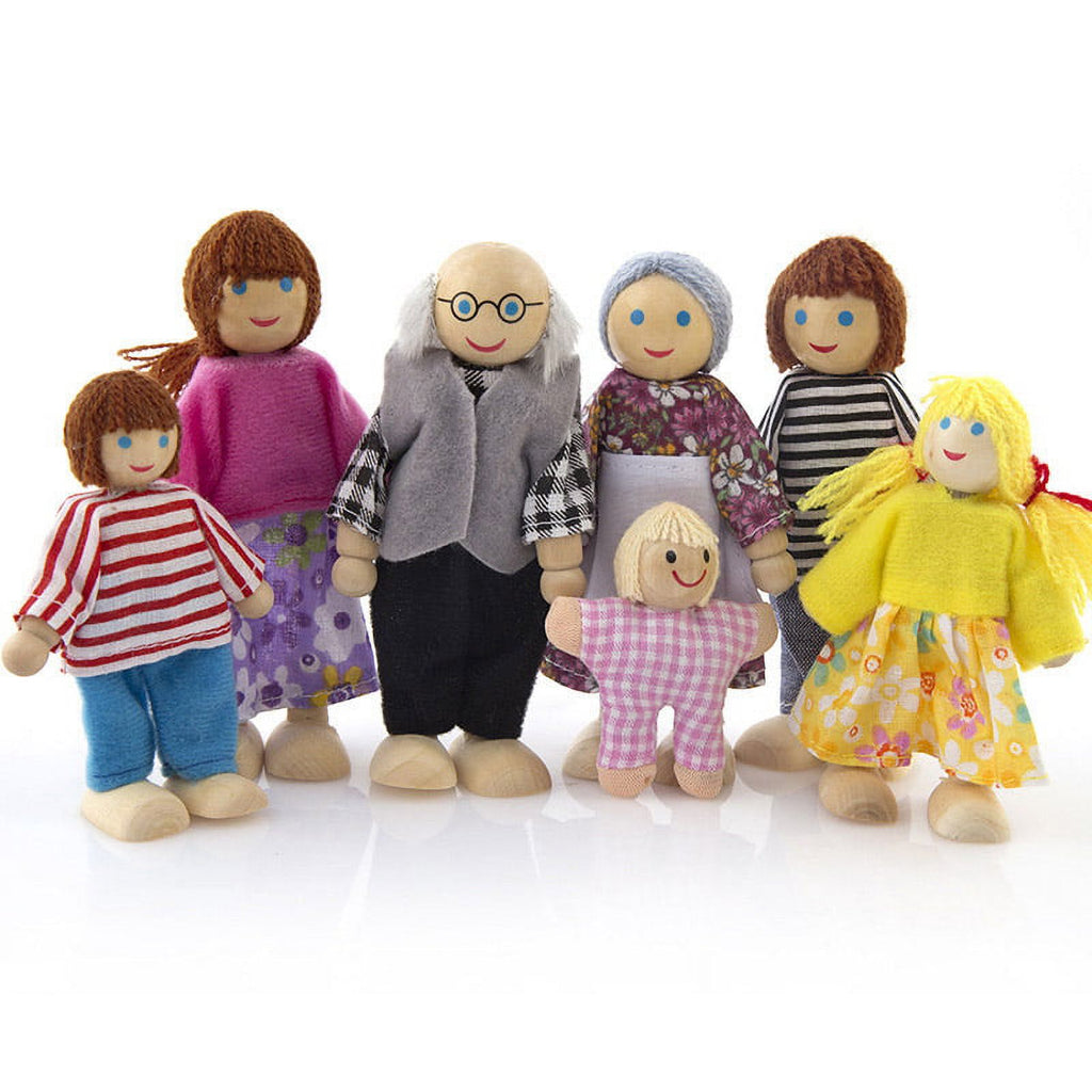 Miniature Dolls House Family 7 People Doll Toy B23459