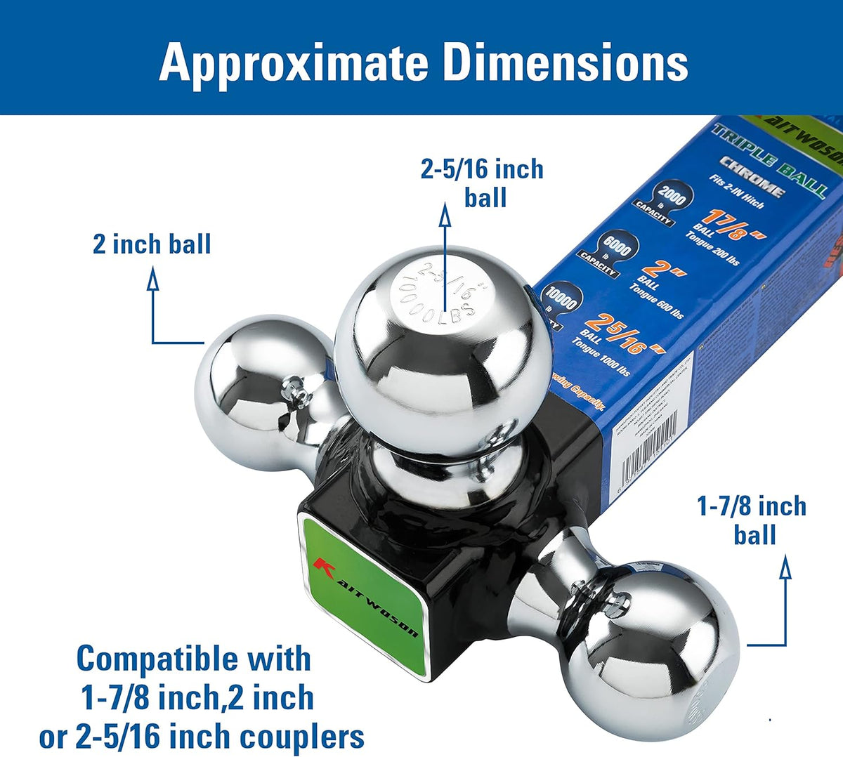 Tri Ball Mount with Hook, Chrome Pack of 2 F89232