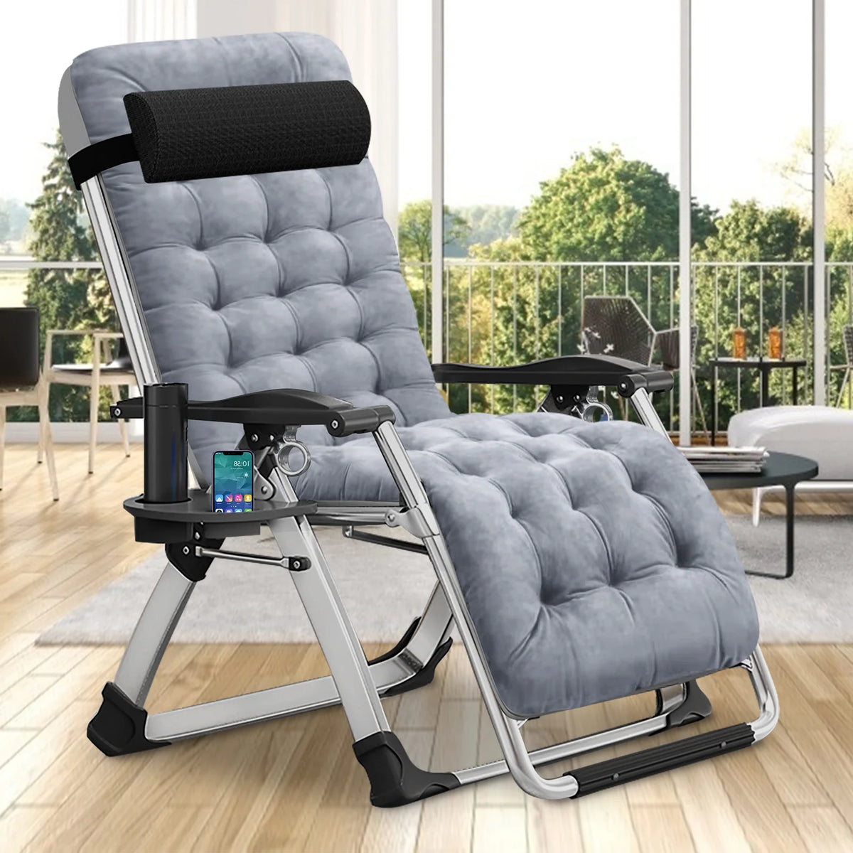 XL Zero Gravity Folding Reclining Lounge Chair with Cushion & Tray X284