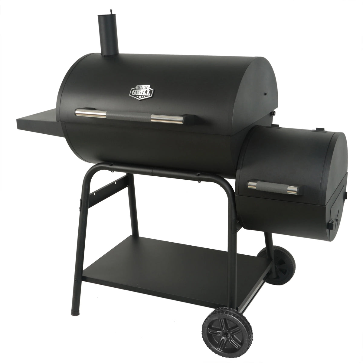 28 Offset Steel Charcoal Smoker Grill with Side Firebox, Black H6494