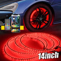 4PCS 14inch RGB LED Wheel Ring Light Kit Bluetooth Control with Turn Signal and Braking Function Double Row X781