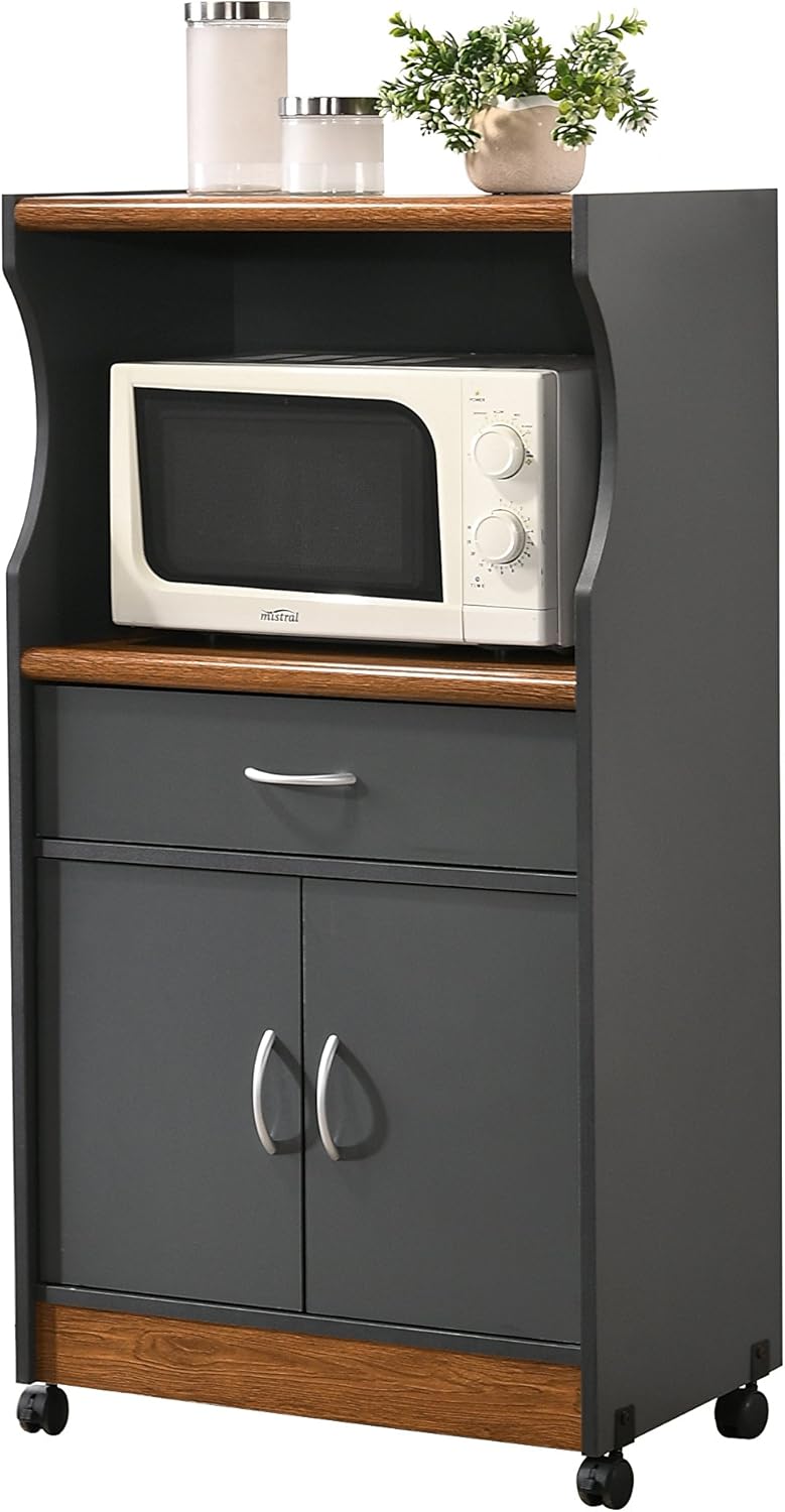 White Microwave Cart with One Drawer C186