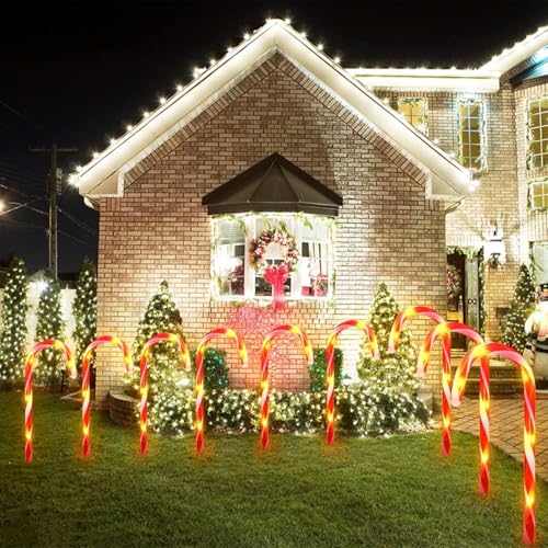 24 Pack Solar Candy Cane Lights Outdoor Waterproof with 8 Modes H901676