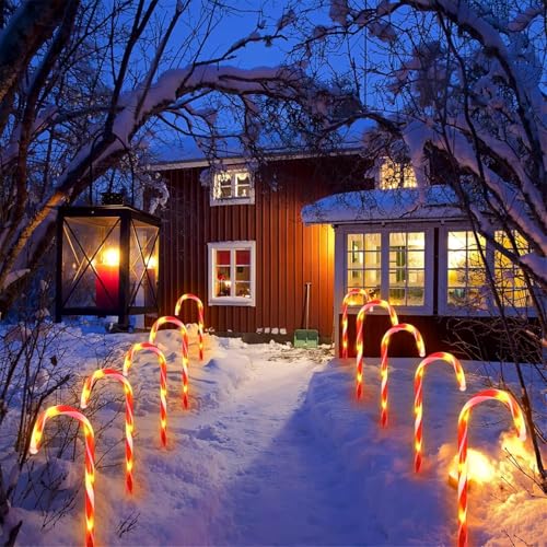 24 Pack Solar Candy Cane Lights Outdoor Waterproof with 8 Modes H901676
