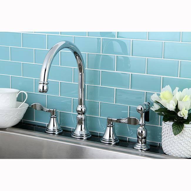 Oil Rubbed Bronze Double Handle Deck Mount Kitchen Faucet with Brass Sprayer N1558