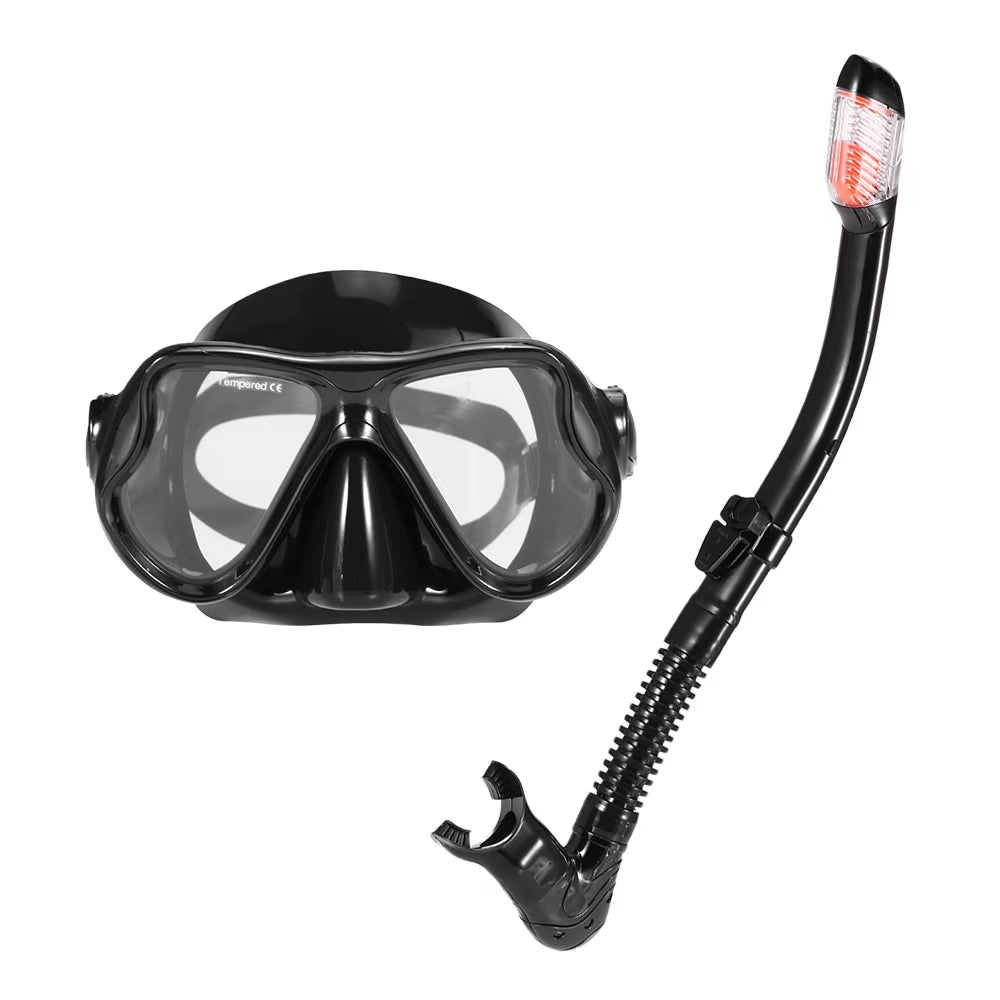 Snorkel Set with Tempered Glass Lens Goggles L964