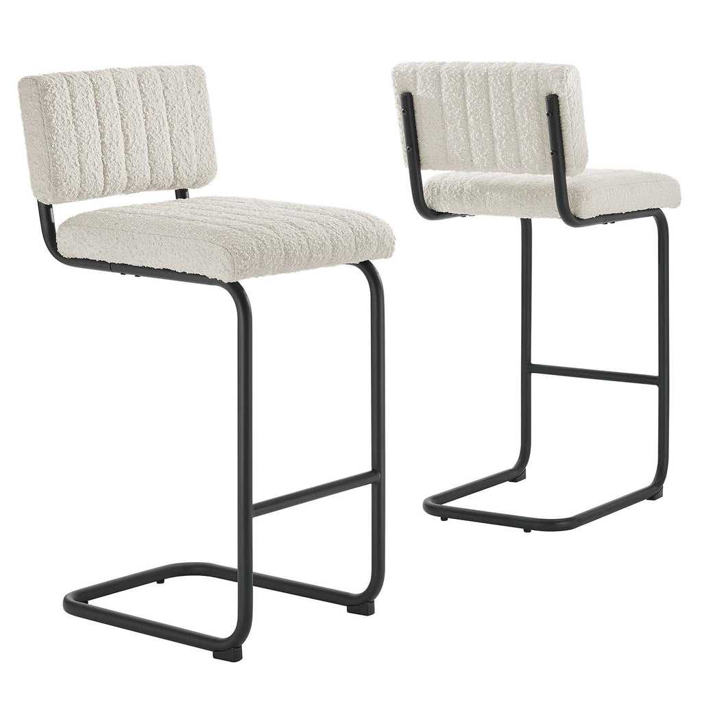 Black Ivory Boucle Counter Stools Set of 2 K1623