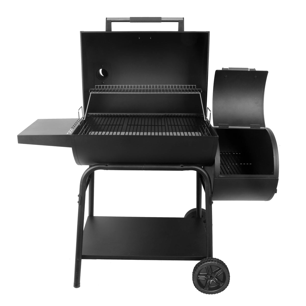 28 Offset Steel Charcoal Smoker Grill with Side Firebox, Black H6494
