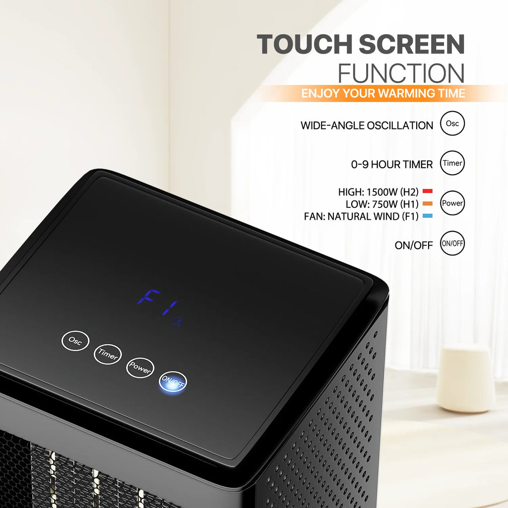 1500W PTC Electric Space Heater with Timer, Black U97186