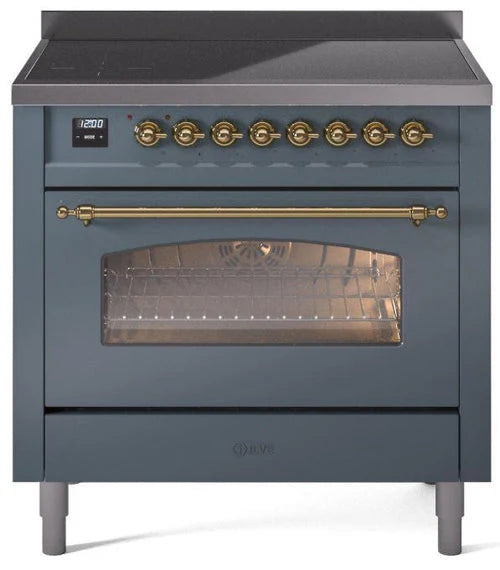 36 Induction Range with Electric Oven in Blue Grey with Brass Trim K313415