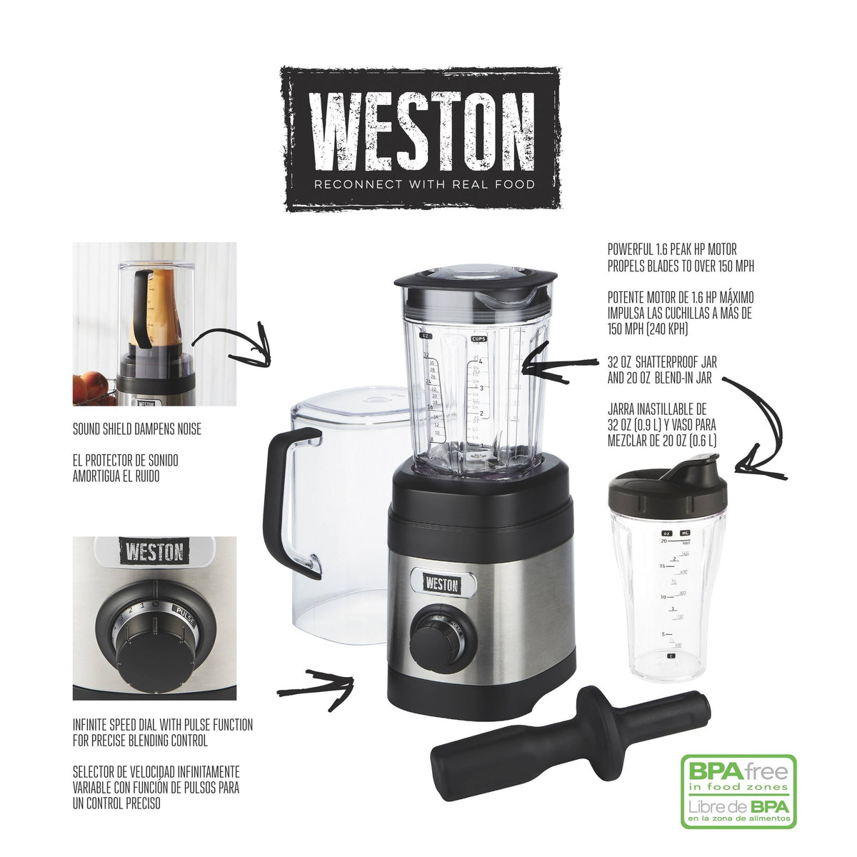 32-Ounce Sound Shield Blender with Personal Jar E402