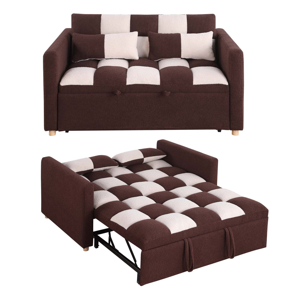 3 in 1 Pull Sleeper Sofa Bed Convertible Futon Couch with 2 Pillows Z636
