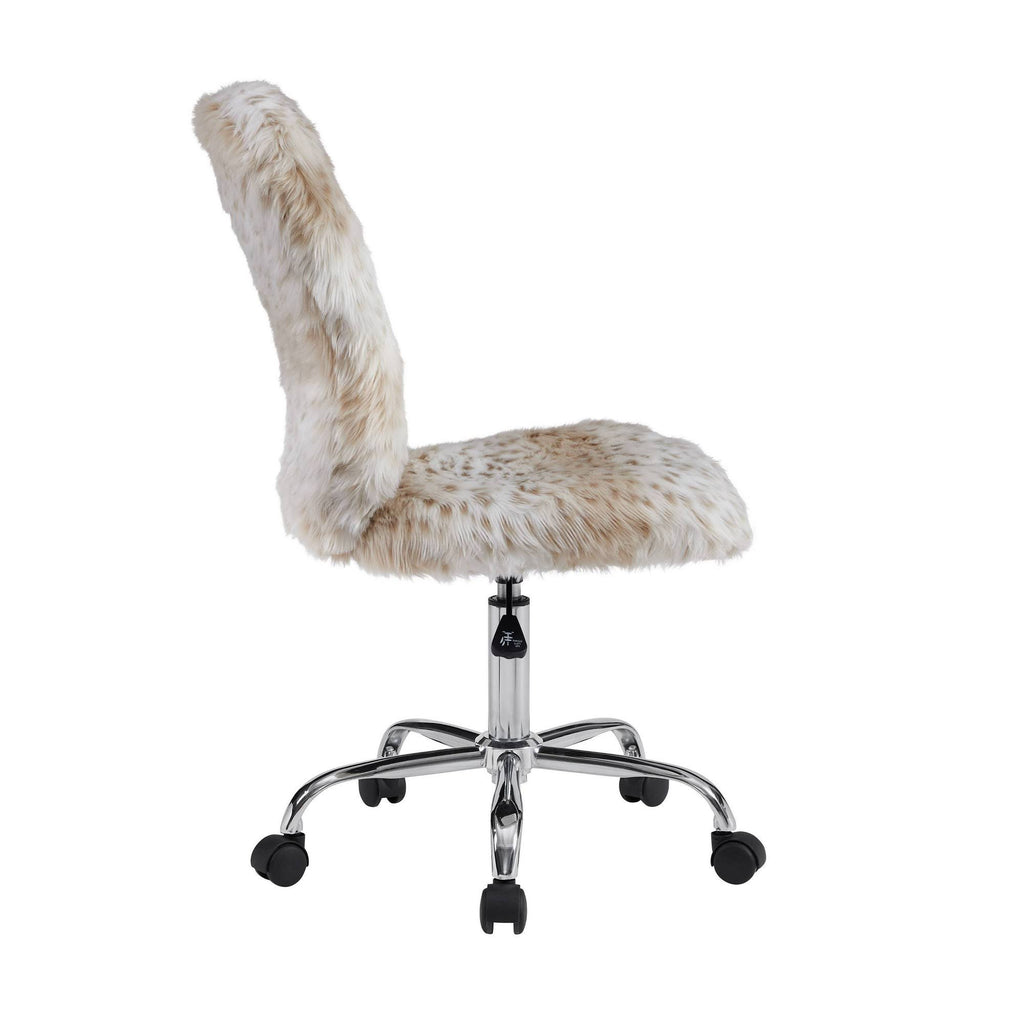 Faux Flokati Armless Office Chair Snow Leopard H36990