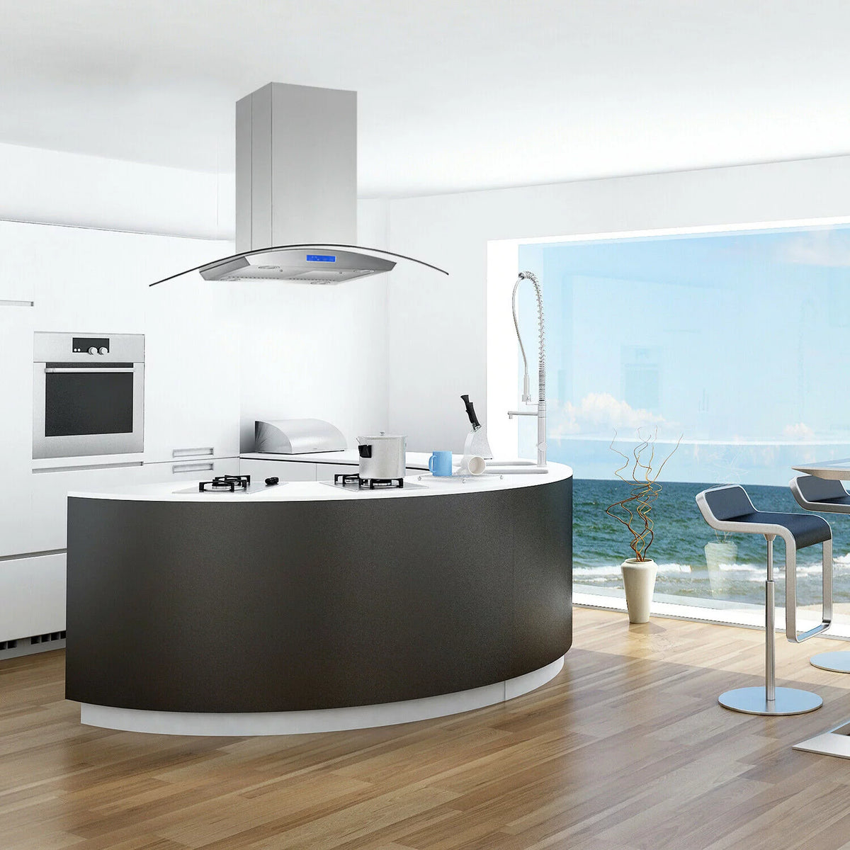 36 inch Island Mount Range Hood 900 CFM with Glass LCD Touch Control X2669