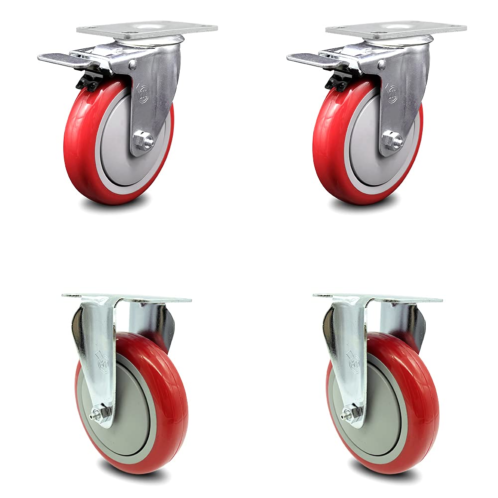 8 Inch Gray Non-Marking Thermoplastic Rubber Swivel Caster with Bolt-On Swivel Lock B582515