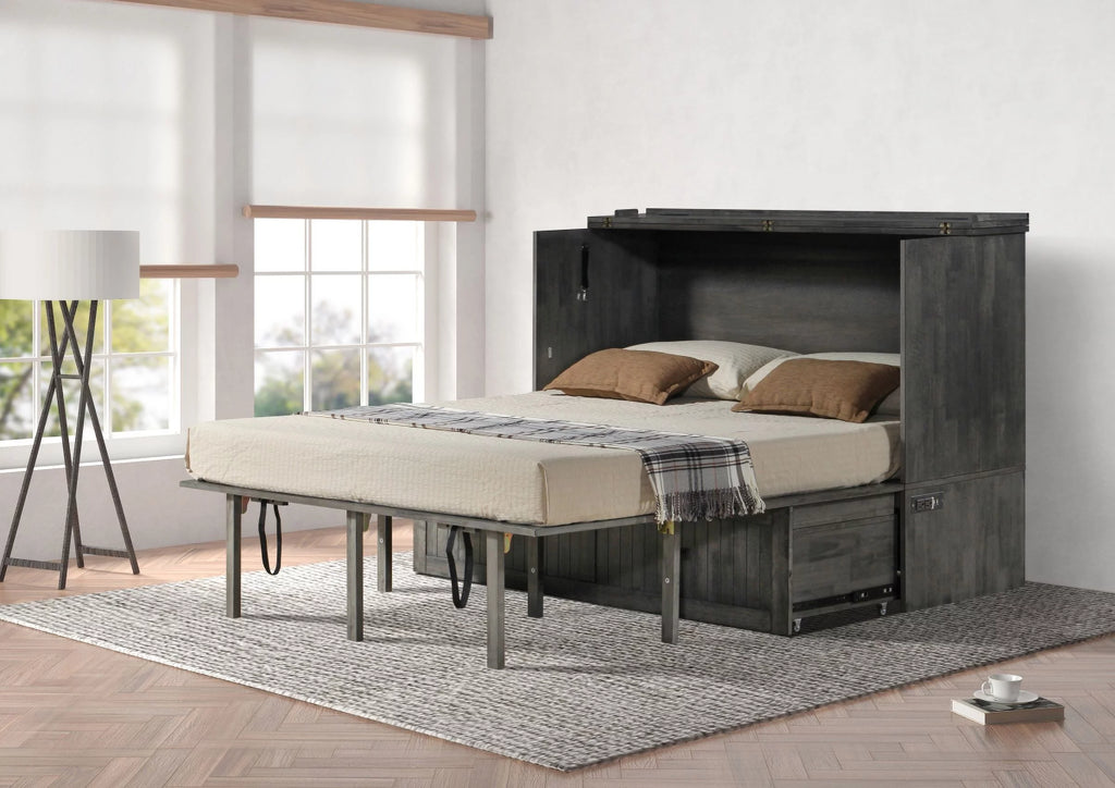 Queen Murphy Cabinet Bed with Charging Station E553155